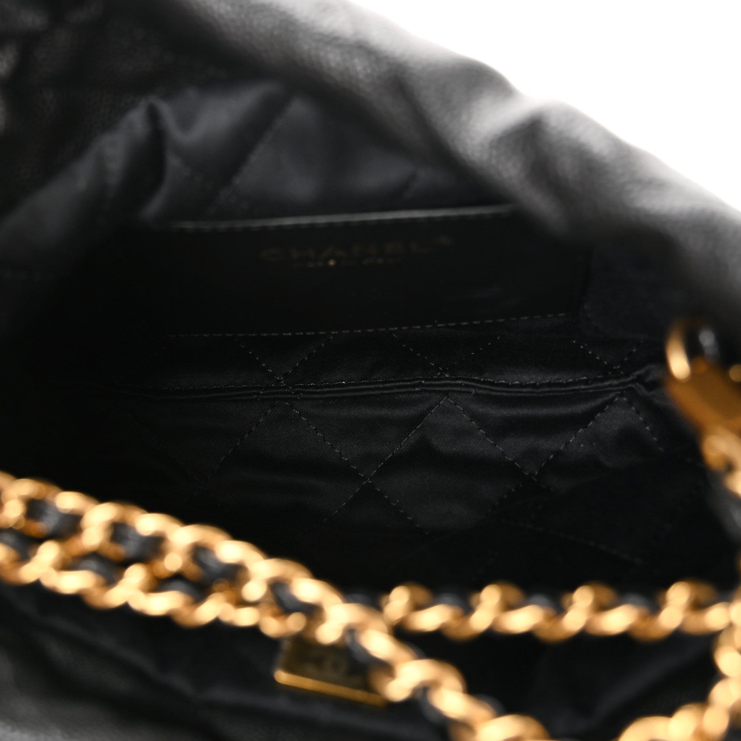 Chanel Shiny Caviar Quilted Monochrome Mini Chanel 22 Black 5 of 10