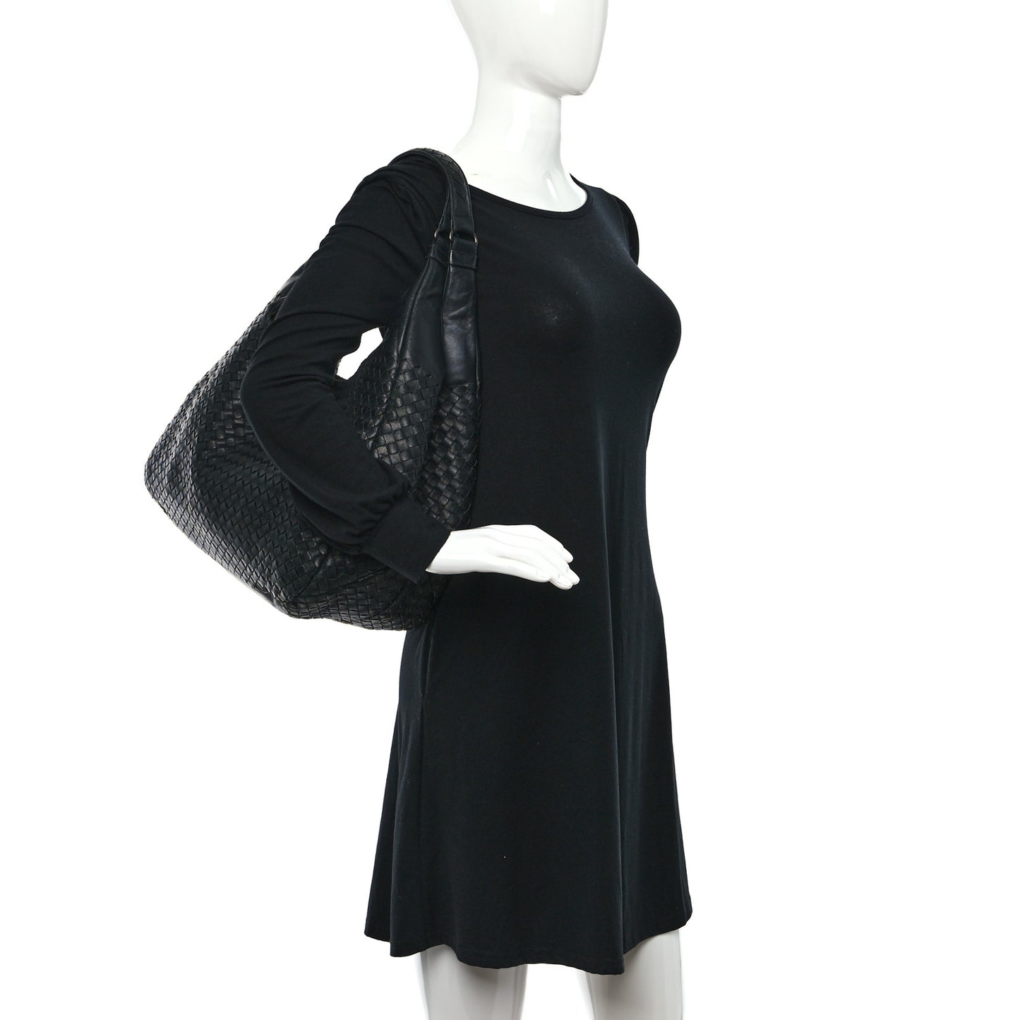 Nappa Intrecciato Large Campana Hobo Black