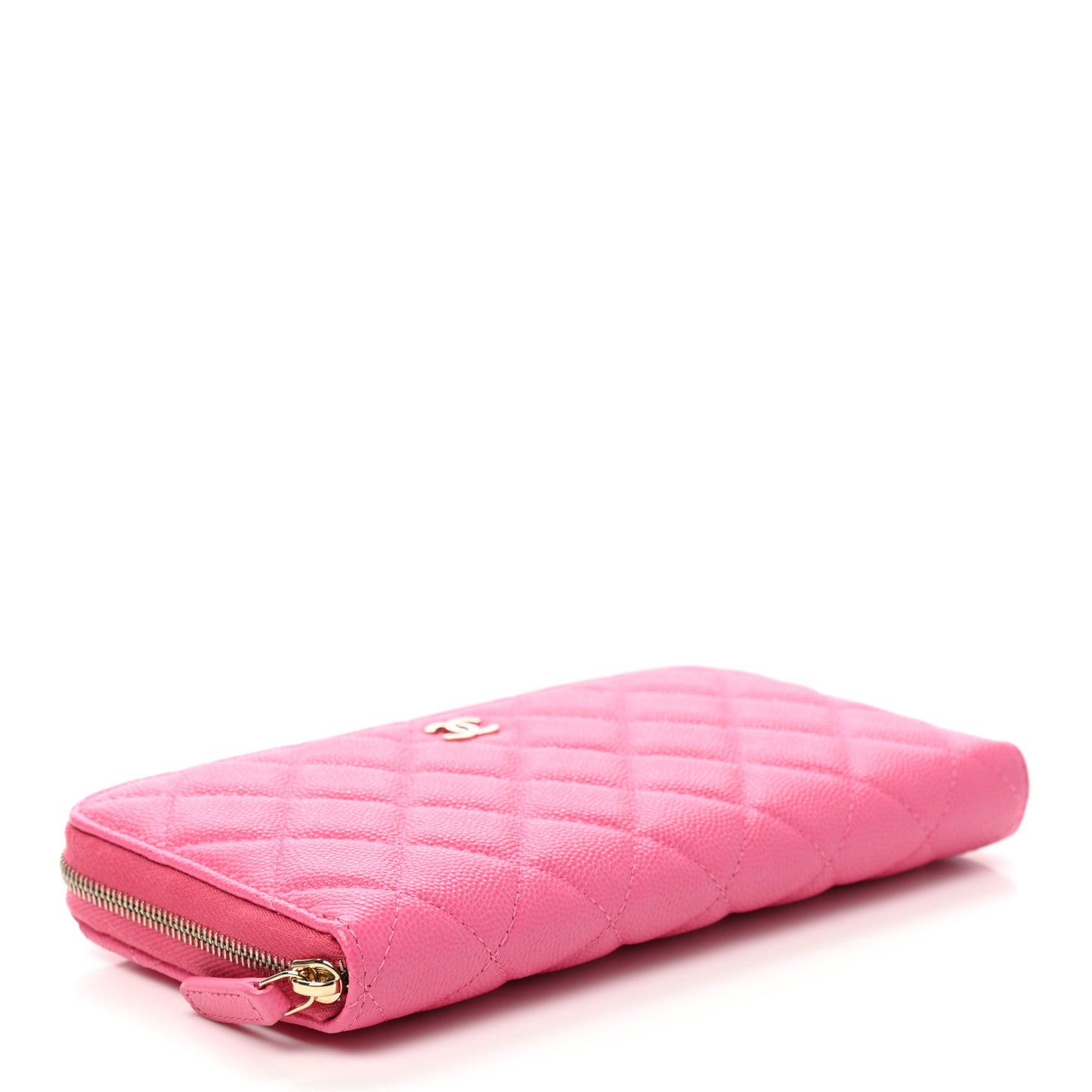 Caviar Quilted Large Gusset Zip Around Wallet Pink