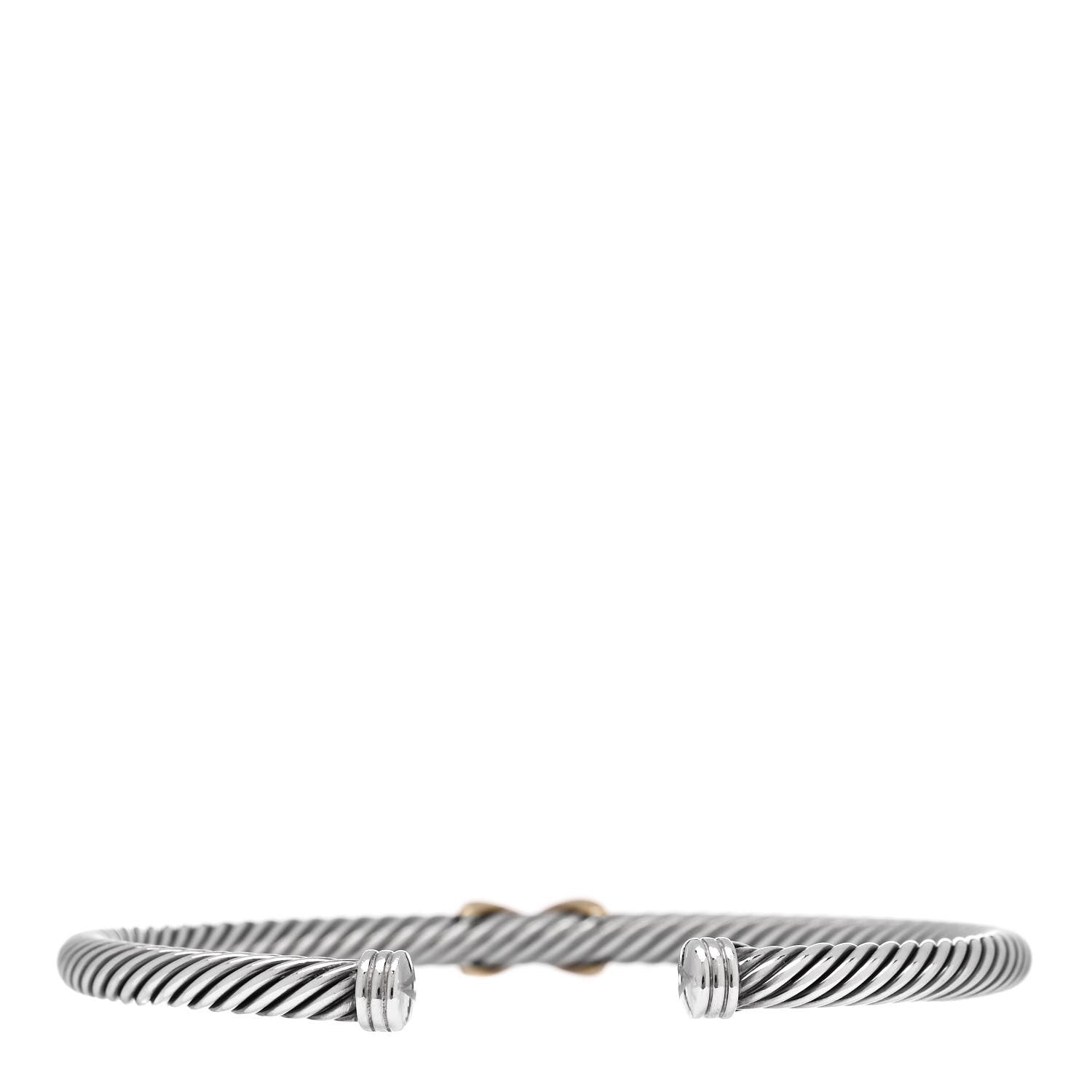 David Yurman Sterling Silver 14K Yellow Gold 4mm X Station Cable Bracelet 2 of 3