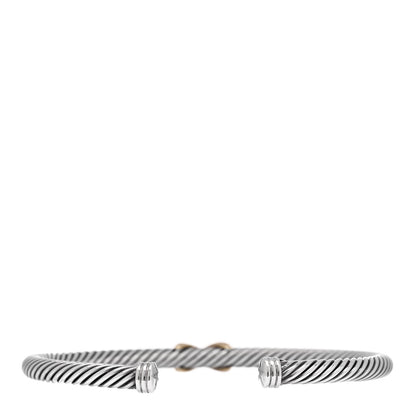 David Yurman Sterling Silver 14K Yellow Gold 4mm X Station Cable Bracelet 2 of 3