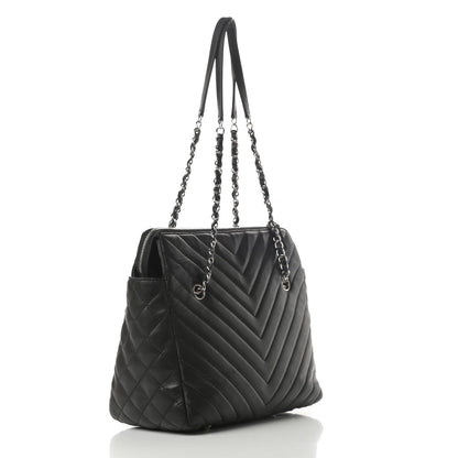 Chanel Lambskin Chevron Quilted Shoulder Bag Black 3 of 14