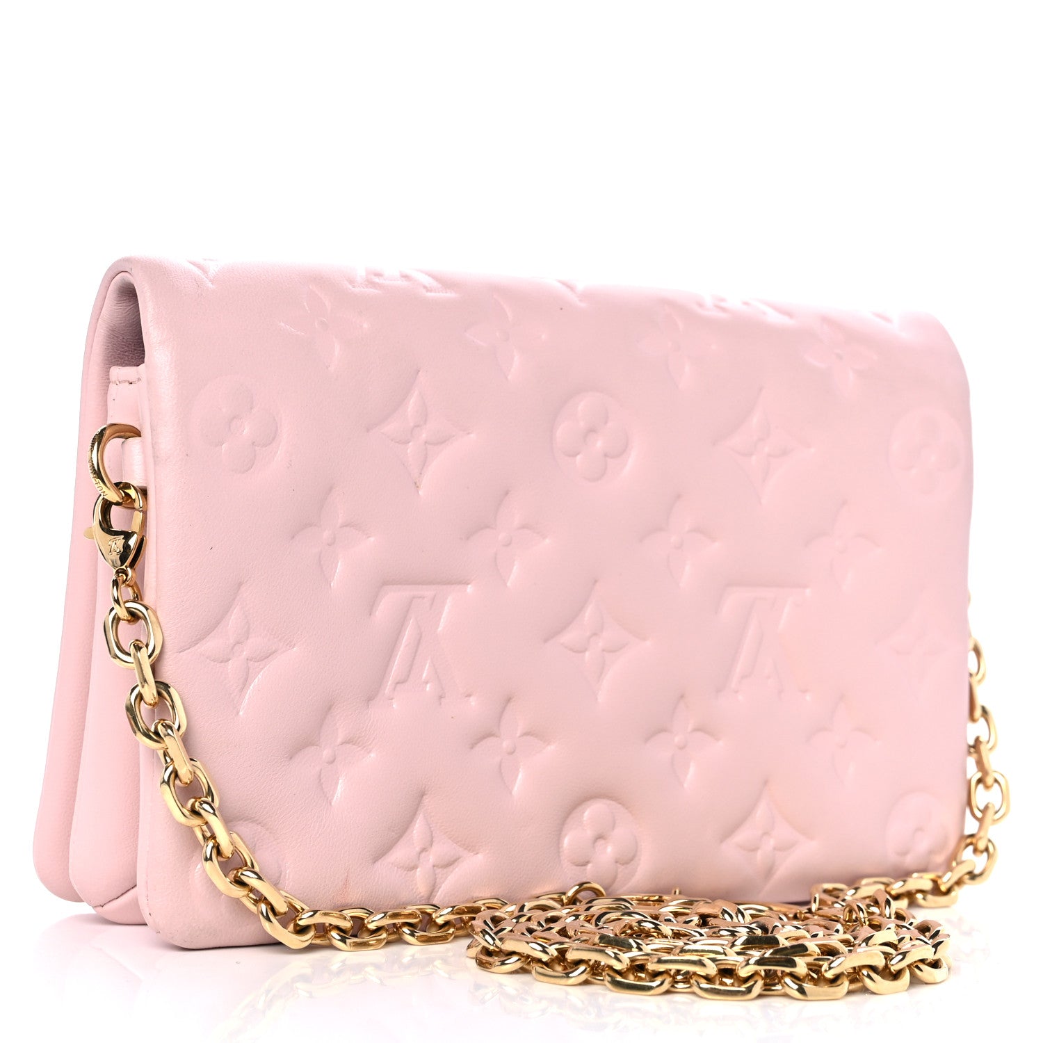 Louis Vuitton LOUIS VUITTON Lambskin Embossed Monogram Pochette Coussin Rose 3 of 9