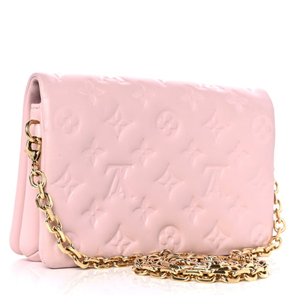 Louis Vuitton LOUIS VUITTON Lambskin Embossed Monogram Pochette Coussin Rose 3 of 9