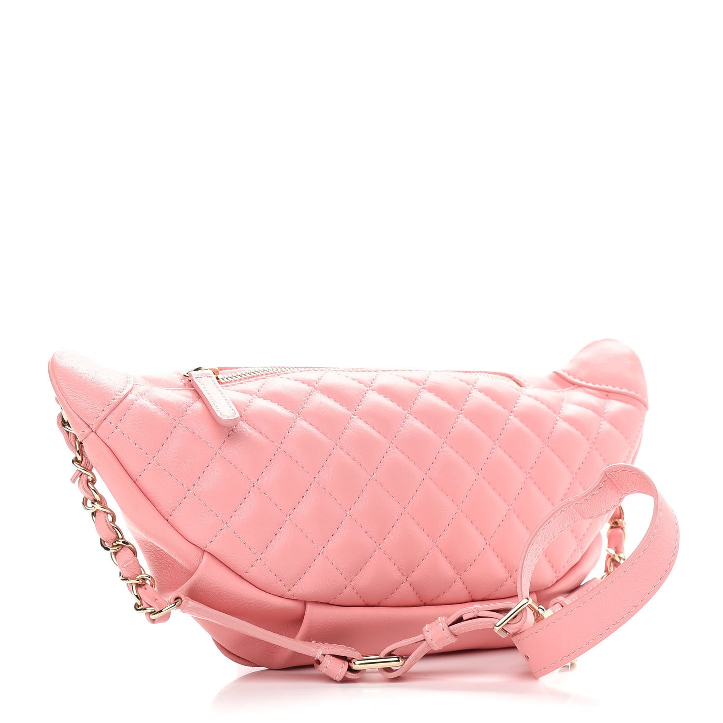Lambskin Quilted Bi Waist Bag Fanny Pack Pink