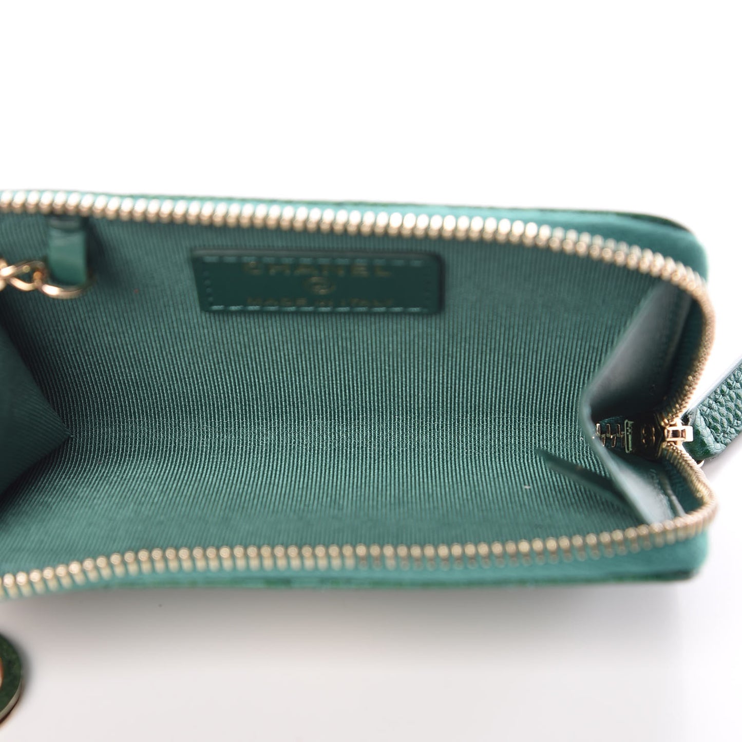 Metallic Caviar Quilted Key Holder Case Green