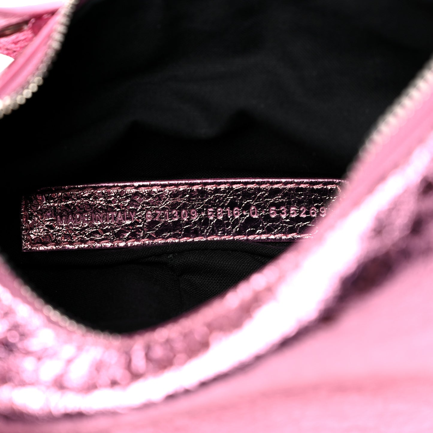 Metallic Agneau Arena Crystal Le Cagole Shoulder Bag XS Met Pink