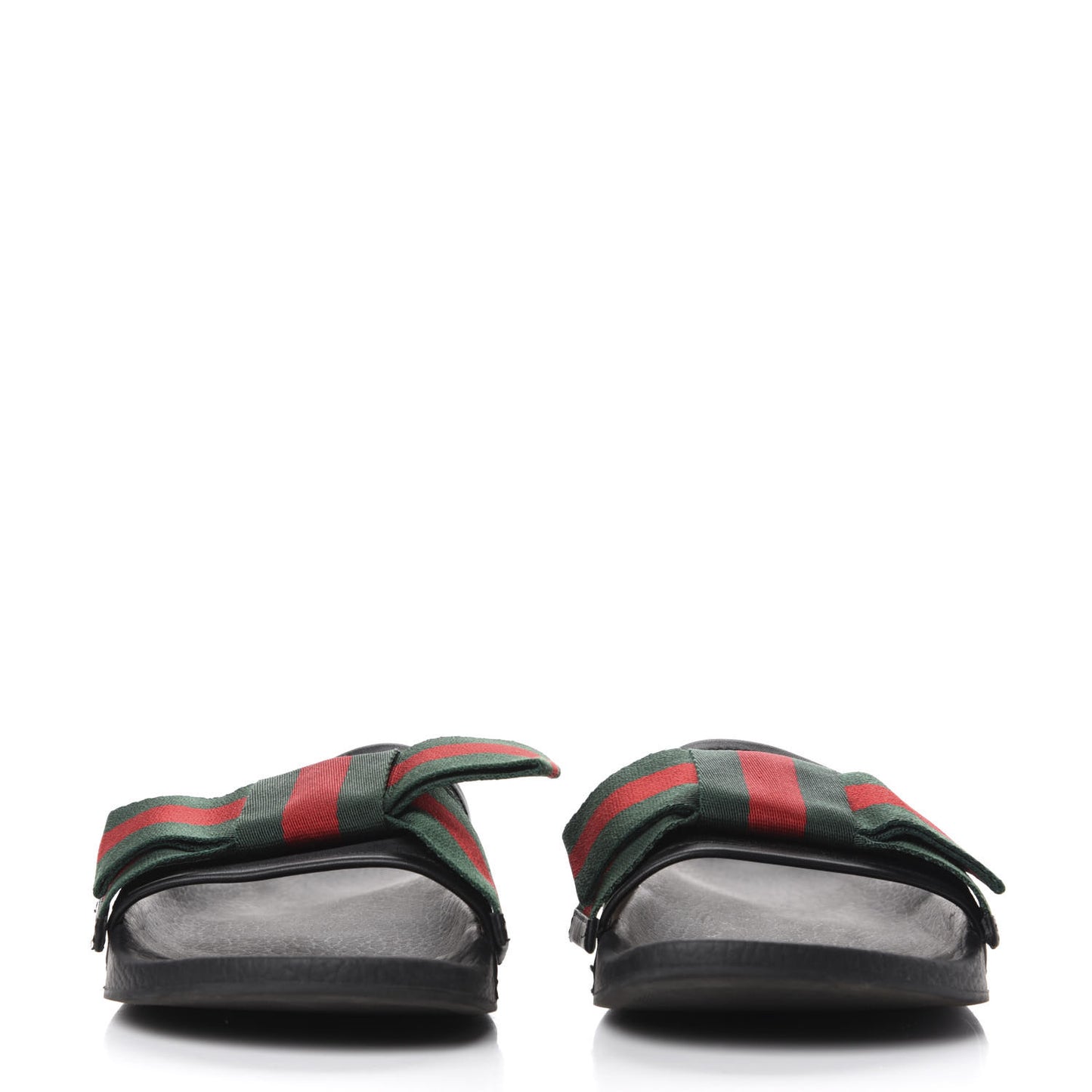 Satin Web Bow Slide Sandals 37 Black