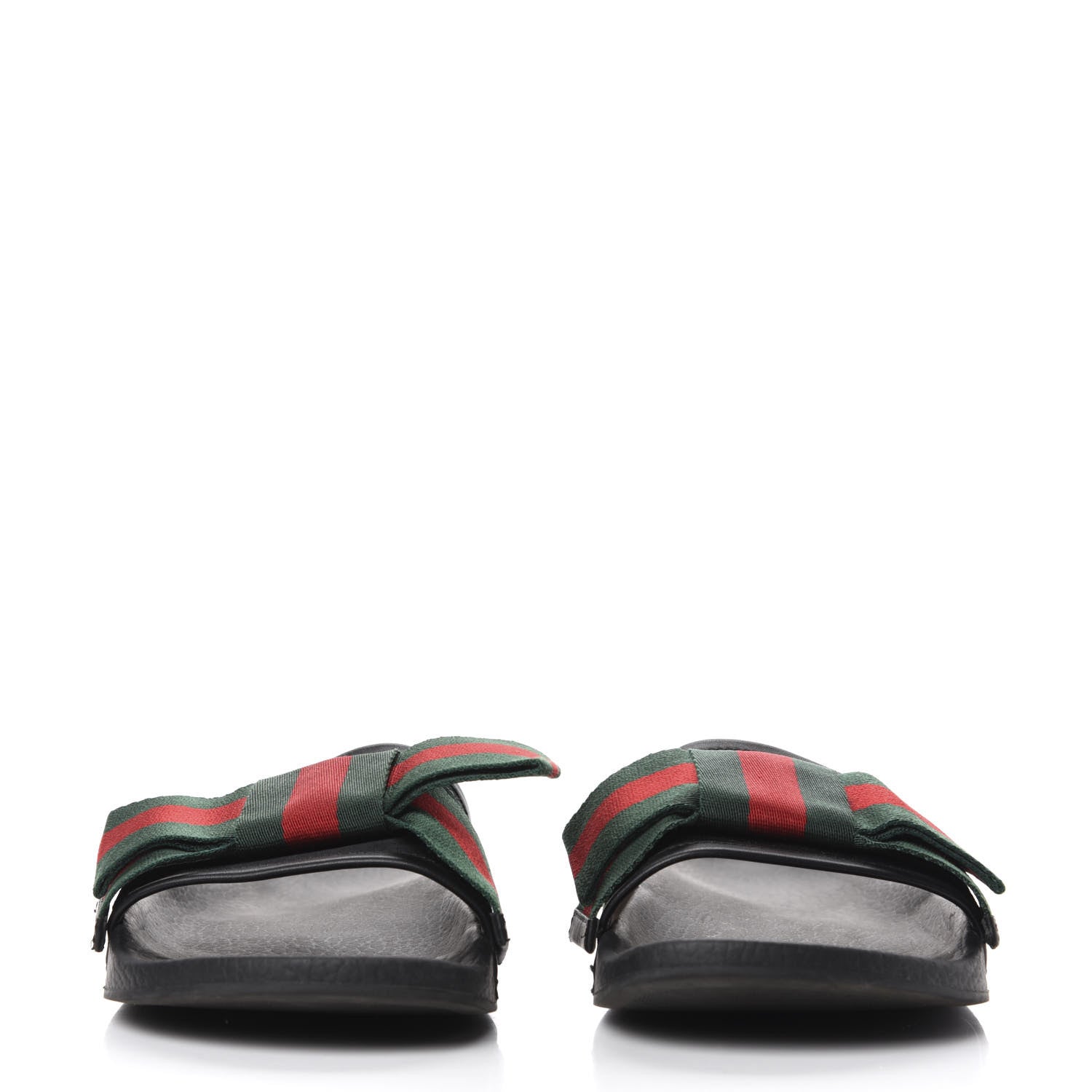 Gucci Satin Web Bow Slide Sandals 37 Black 2 of 9