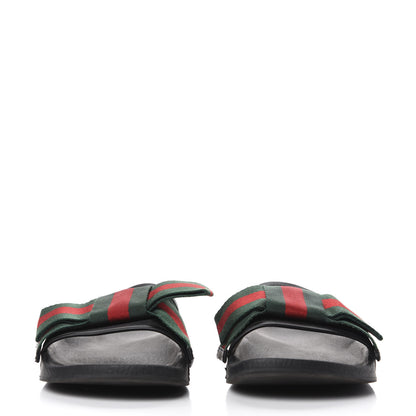 Gucci Satin Web Bow Slide Sandals 37 Black 2 of 9