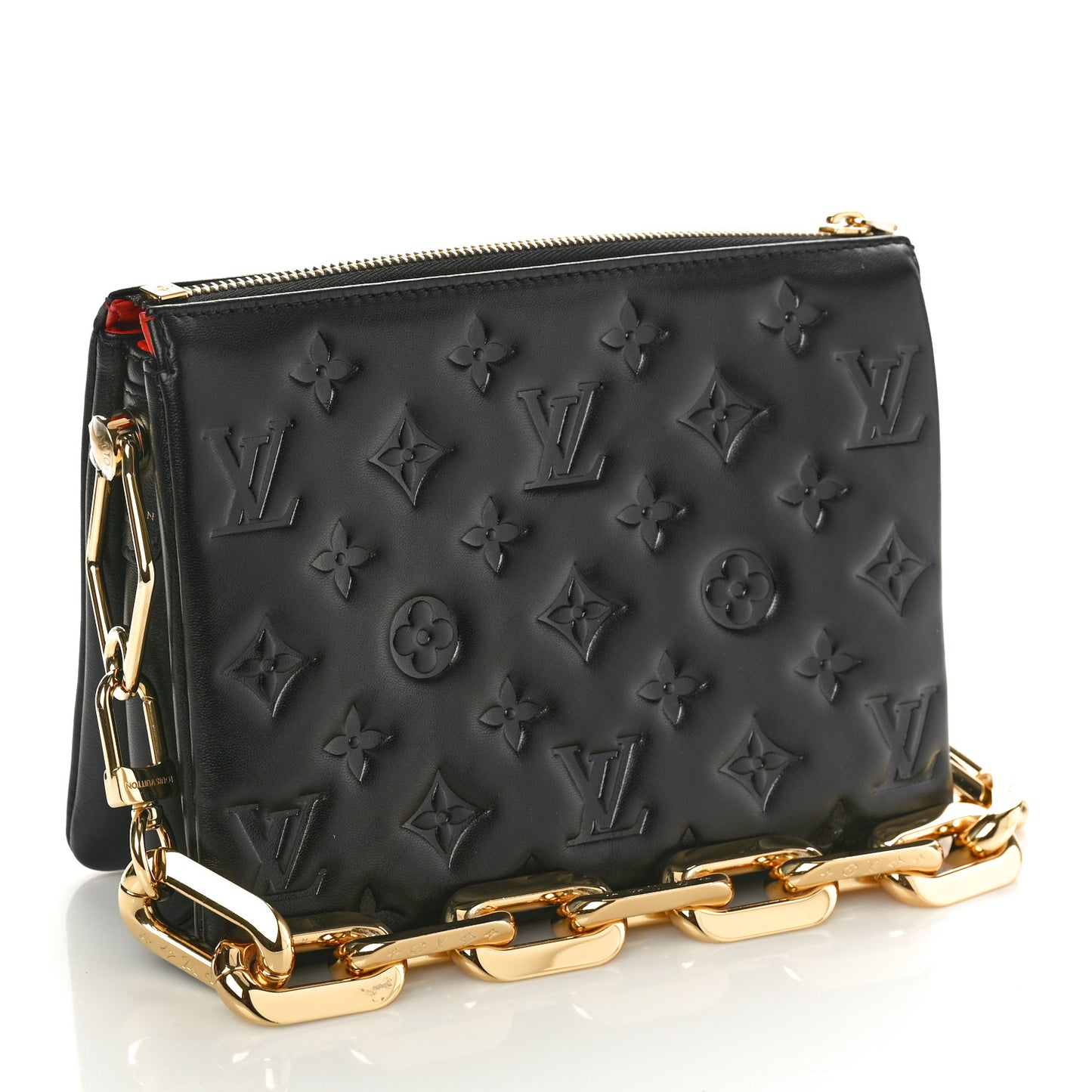 Lambskin Embossed Monogram Coussin BB Black