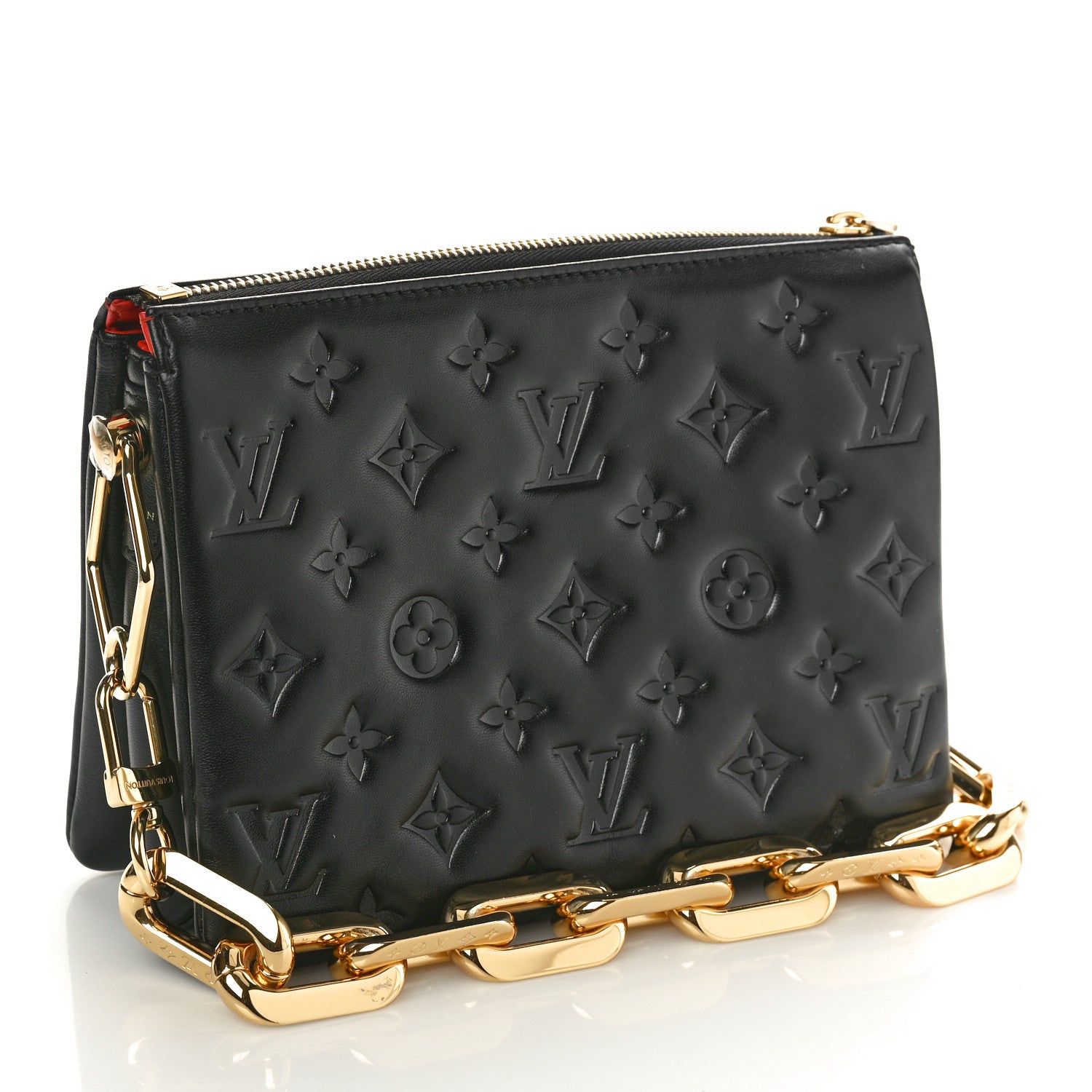 Louis Vuitton Lambskin Embossed Monogram Coussin BB Black 3 of 9
