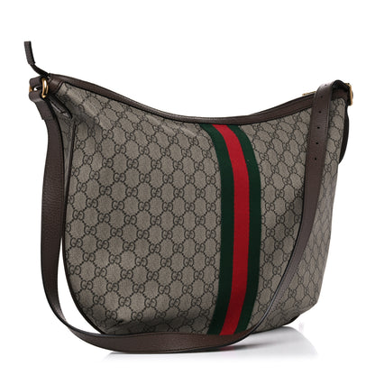Gucci GG Supreme Monogram Web Ophidia Half Moon Hobo Brown 3 of 14
