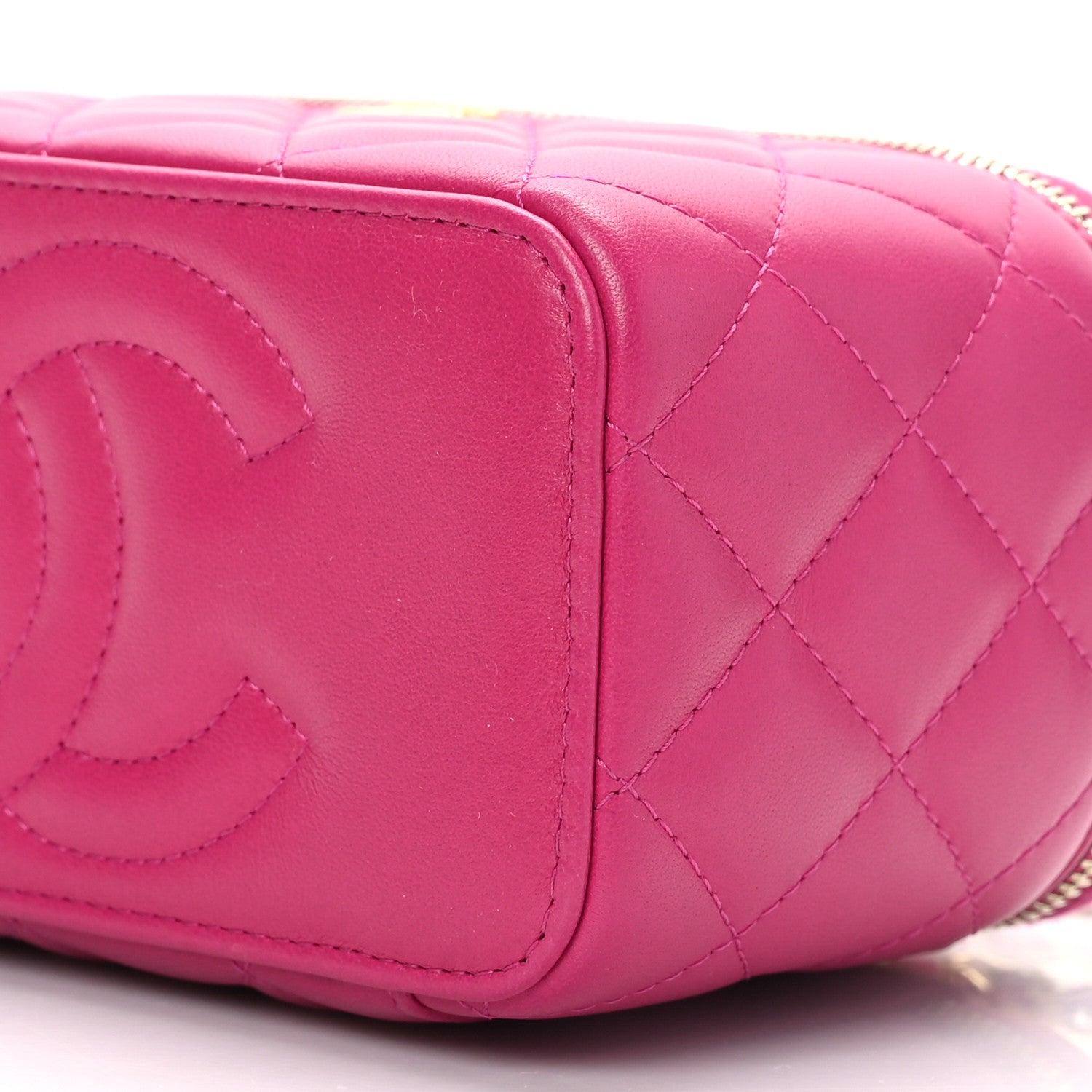 Chanel Lambskin Quilted Small Pearl Crush Vanity Case With Chain Fuchsia 9 of 9