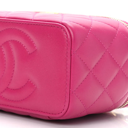 Chanel Lambskin Quilted Small Pearl Crush Vanity Case With Chain Fuchsia 9 of 9