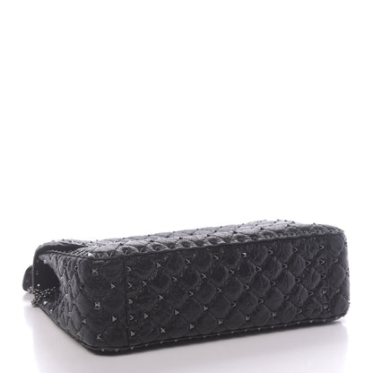 Valentino Garavani Craquele Nappa Large Rockstud Spike Shoulder Bag Black 4 of 9