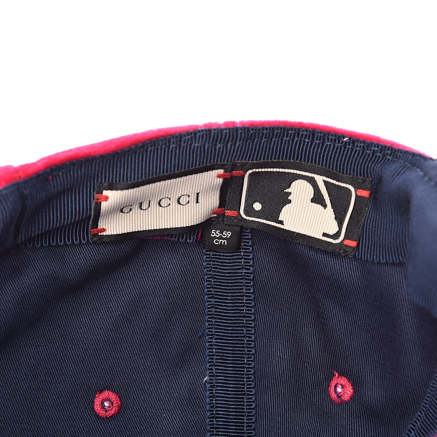 Gucci X MLB Velvet NY Yankees Baseball Hat 55-59 Pink 9 of 10