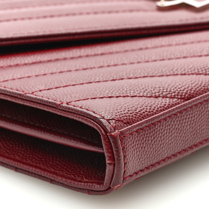 Saint Laurent Grain De Poudre Matelasse Chevron Monogram Chain Wallet Palissandre 7 of 8