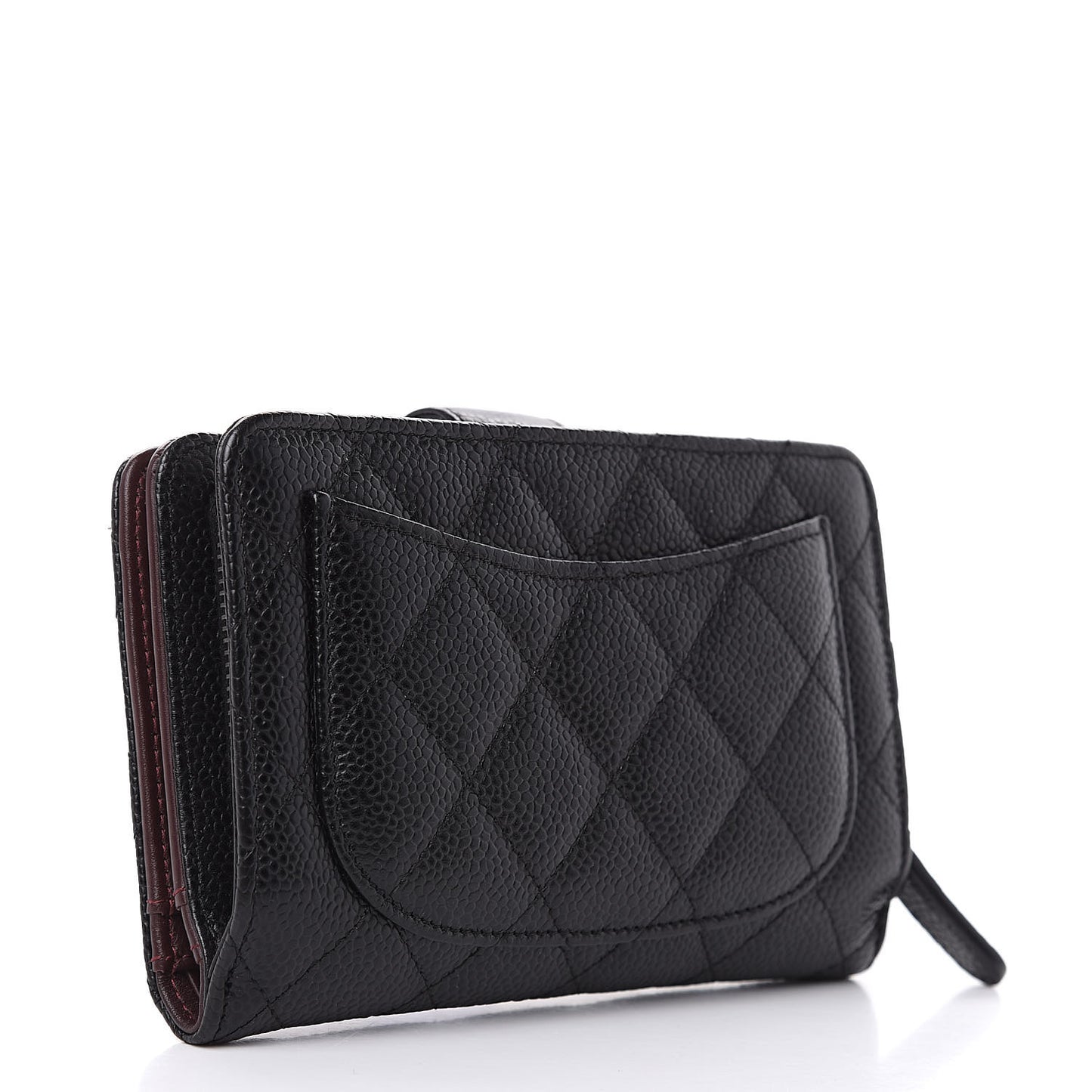 Caviar Quilted Zipped Pocket Wallet Black