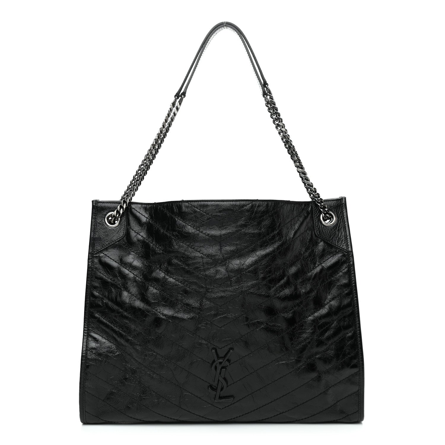 Saint Laurent Crinkled Calfskin Matelasse Monogram Niki Shoulder Bag Black 1 of 10