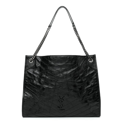 Saint Laurent Crinkled Calfskin Matelasse Monogram Niki Shoulder Bag Black 1 of 10