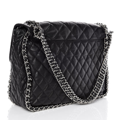Chanel Washed Lambskin Quilted Maxi Chain Around Flap Black 3 of 9