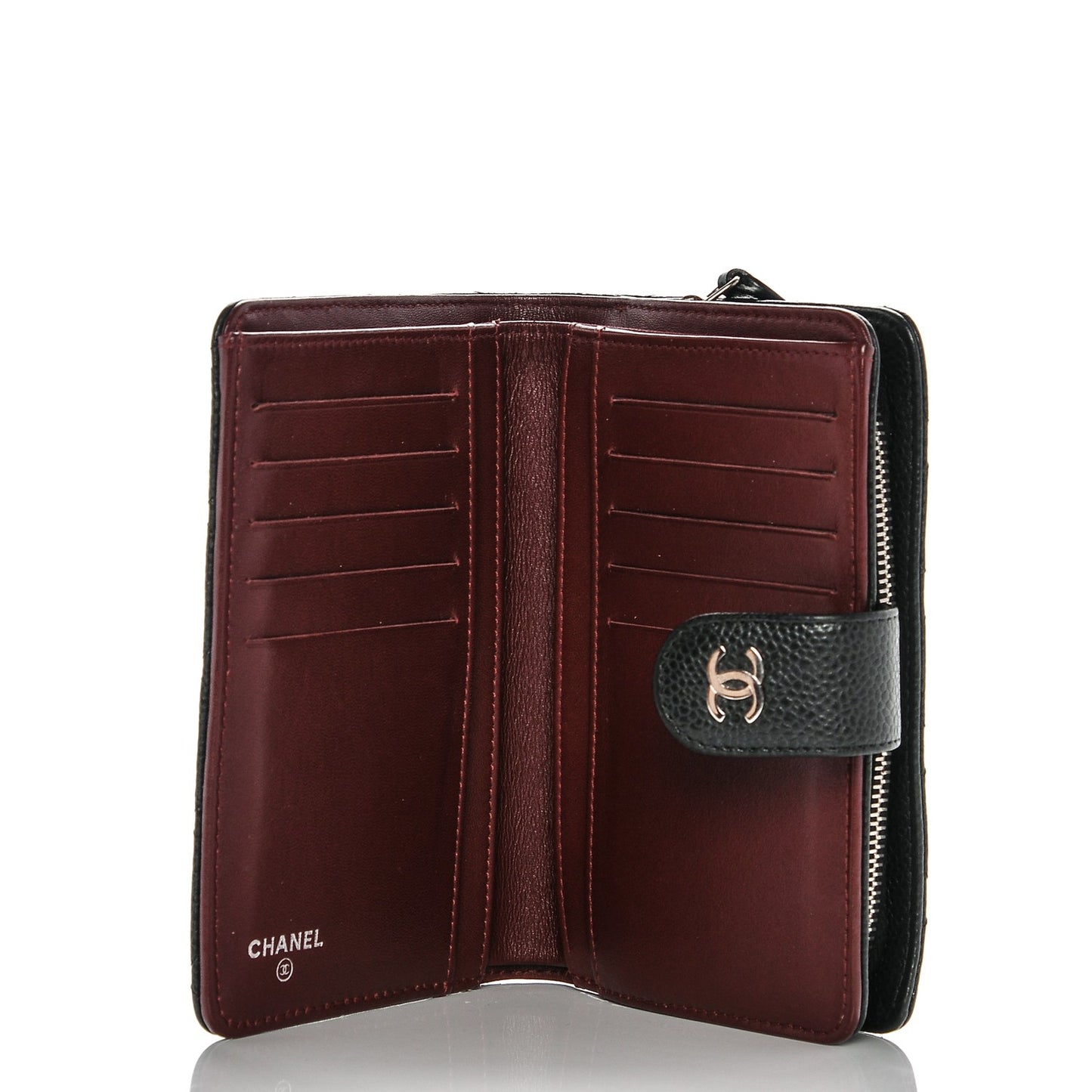 Caviar Quilted Zipped Pocket Wallet Black