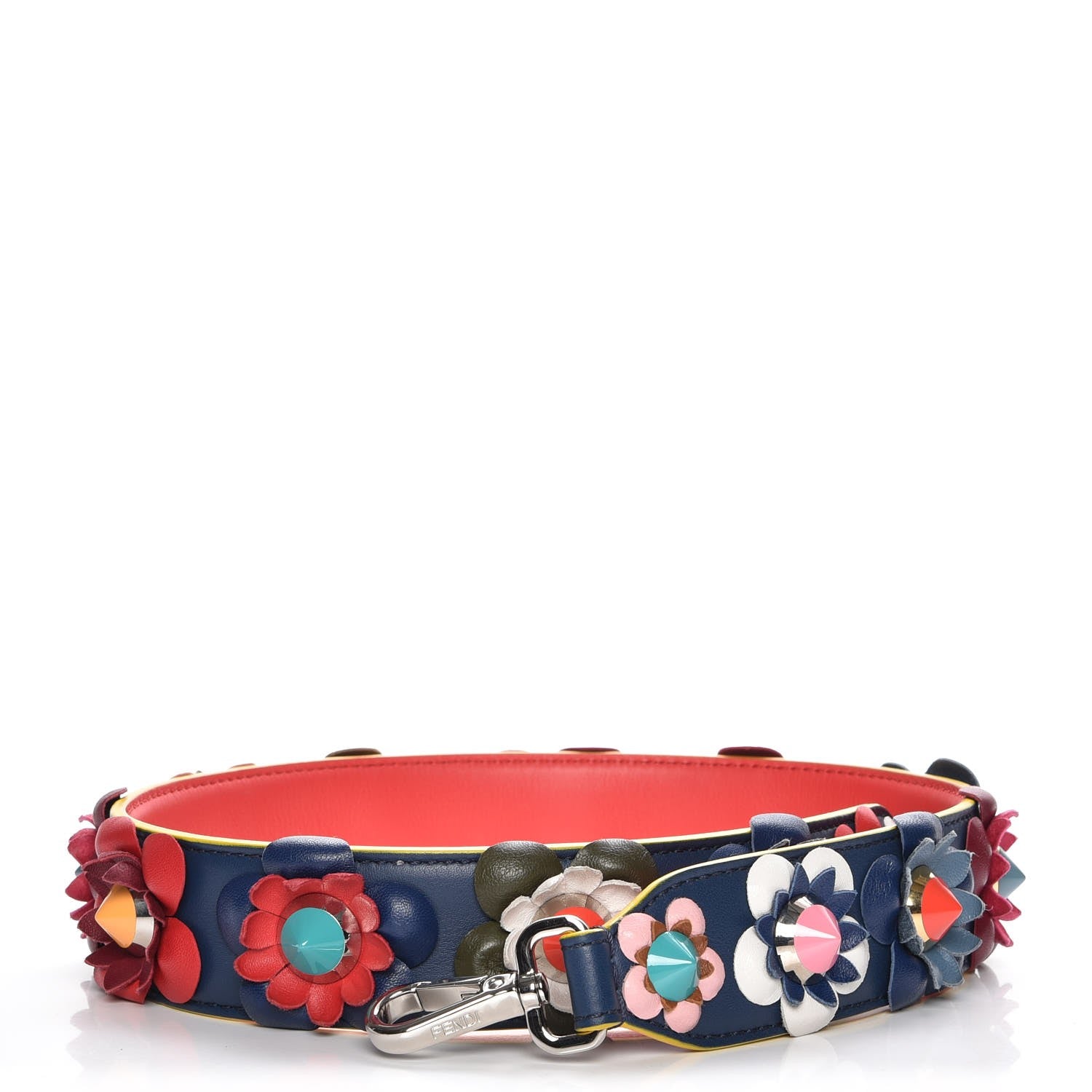 Fendi Vitello Dolce Flowerland Studded Strap You Blue Corallo Multicolor 1 of 3