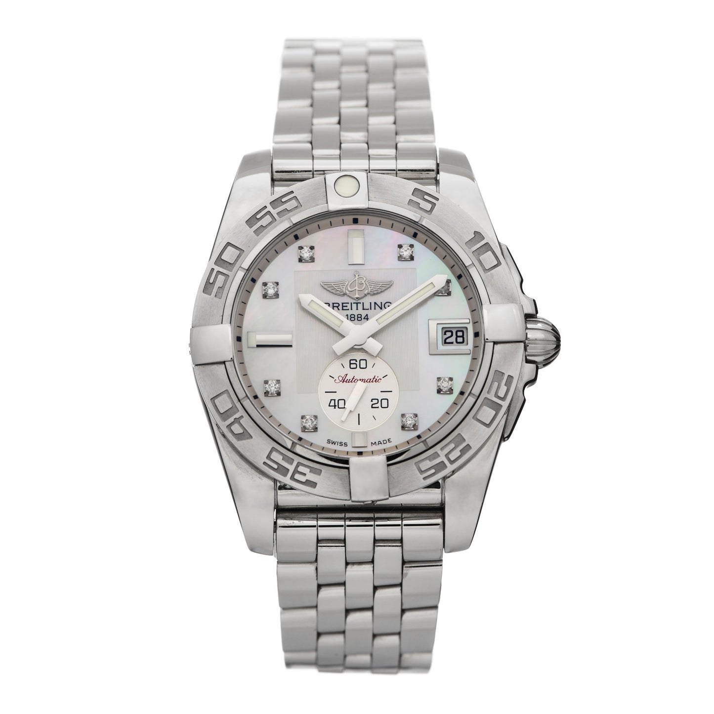 Stainless Steel Diamond Mother of Pearl 36mm Galactic Automatic Watch A37330