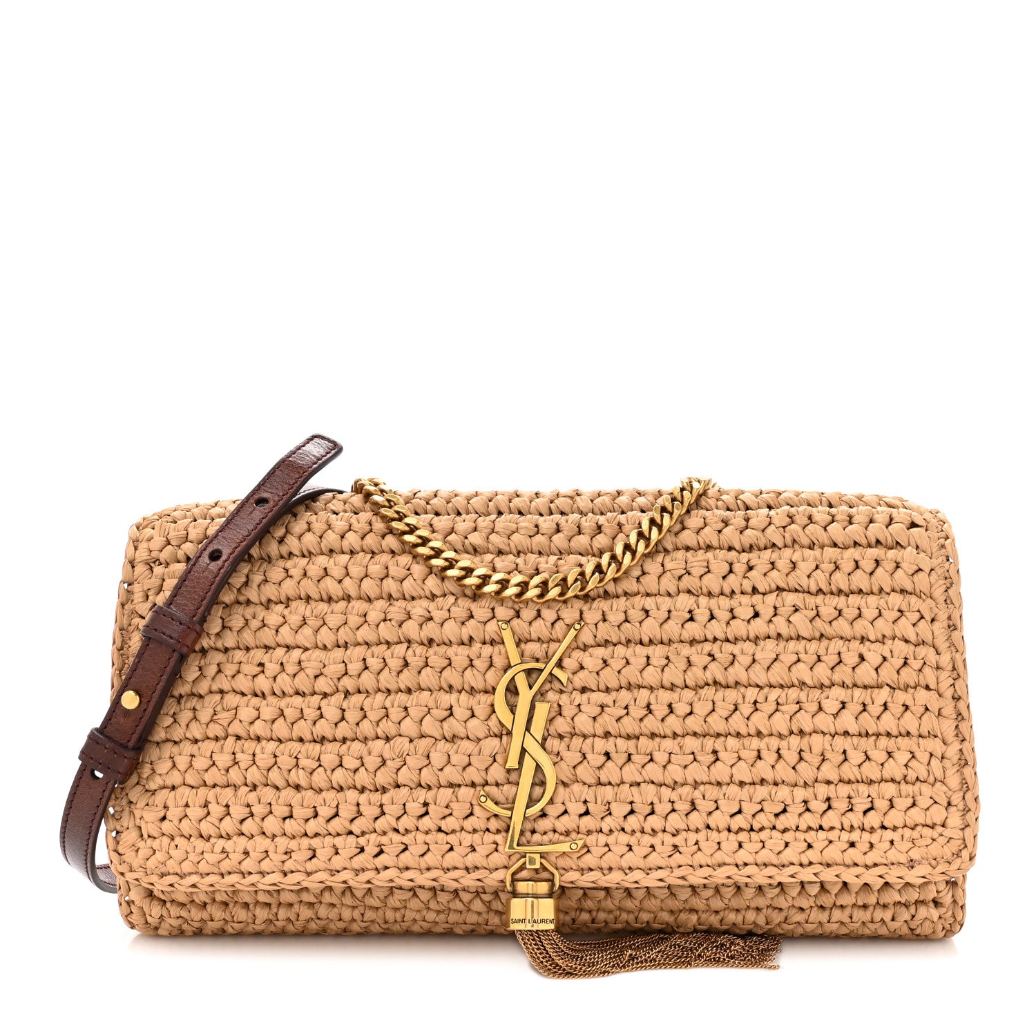 Saint Laurent Raffia Monogram Tassel Kate 99 Dark Nude 1 of 13