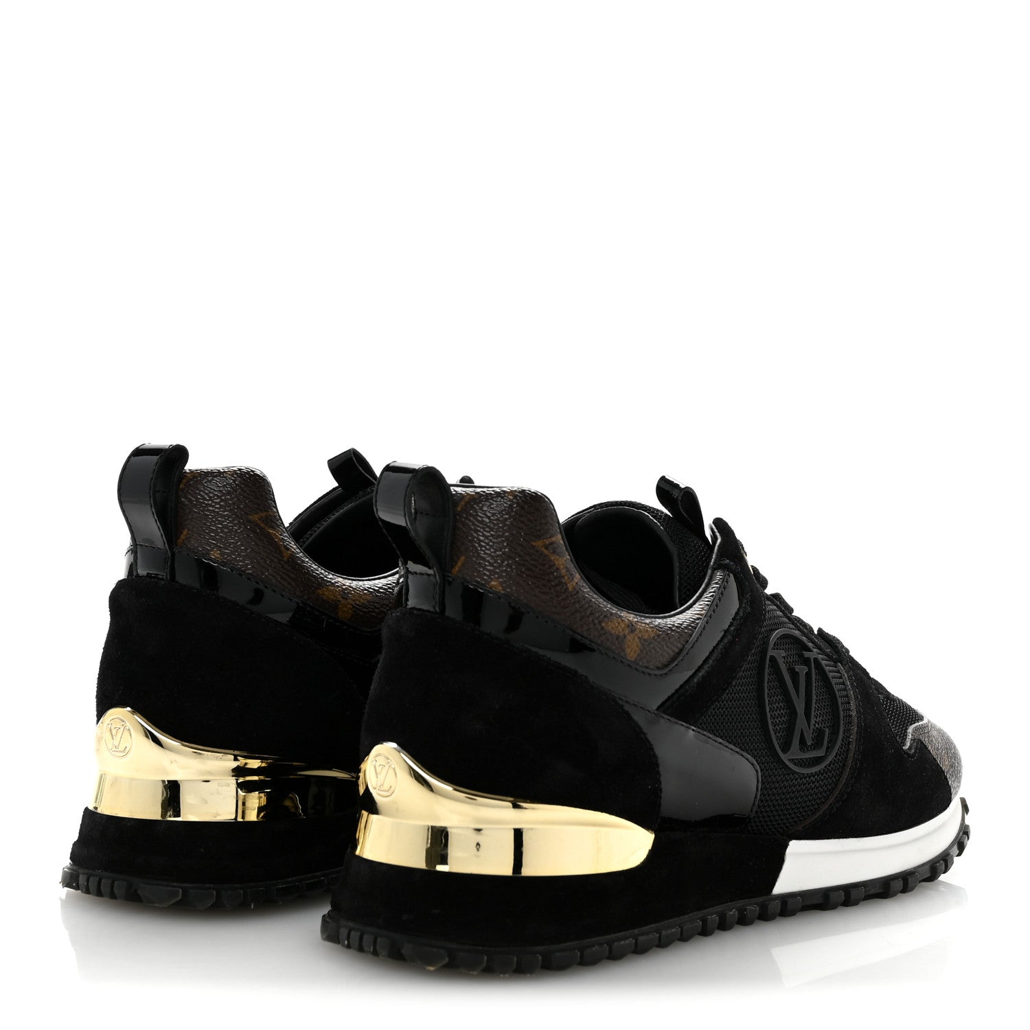 Louis Vuitton Suede Calfskin Recycled Monogram Nylon Run Away Sneakers 38 Black 5 of 10