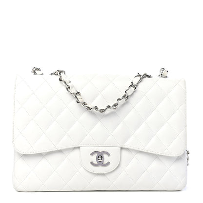 Chanel Caviar Quilted Jumbo Single Flap White 1 of 6