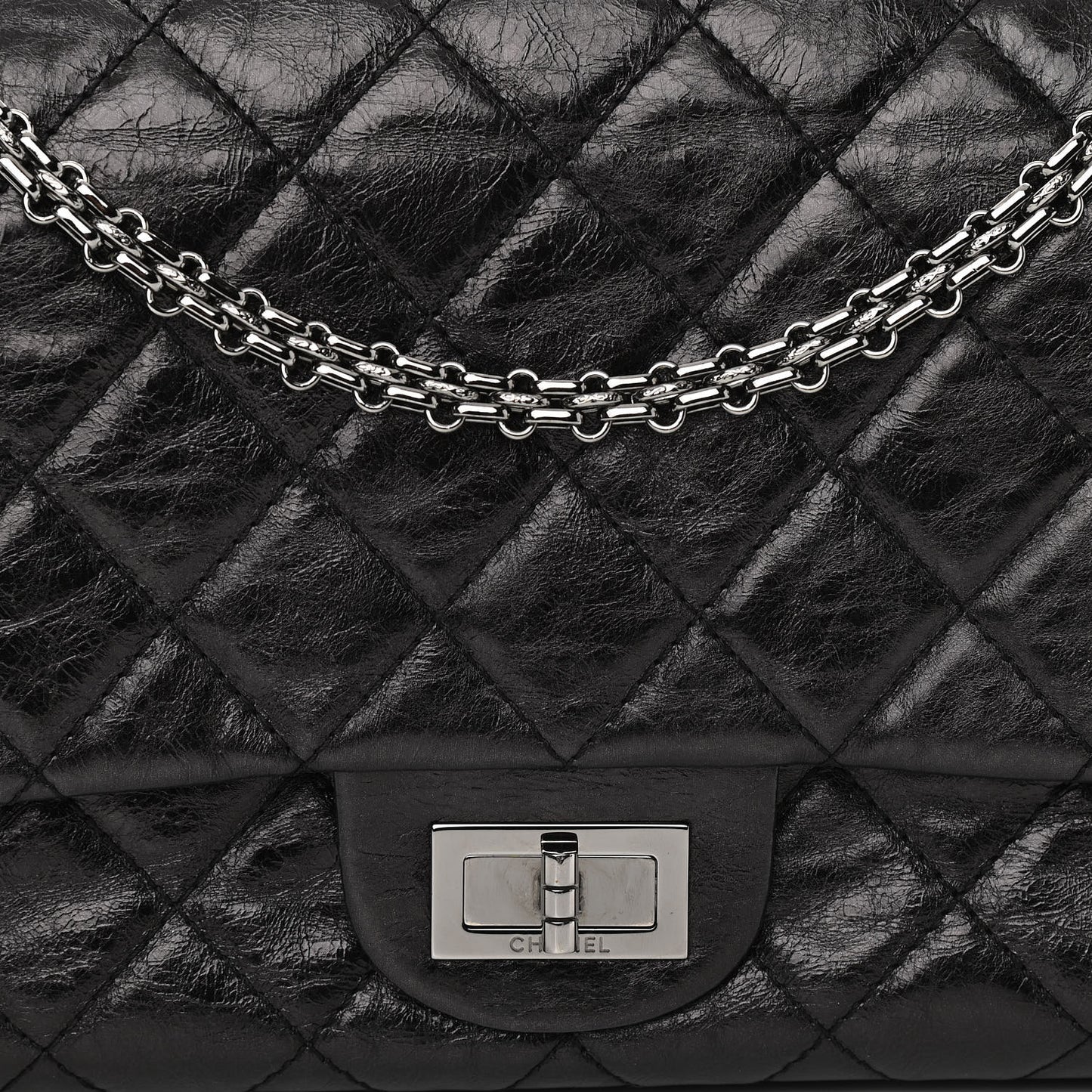 Aged Calfskin Quilted 2.55 Reissue 227 Flap Black
