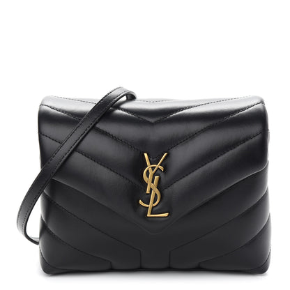 Saint Laurent Calfskin Y Quilted Monogram Toy Loulou Crossbody Bag Black 1 of 8