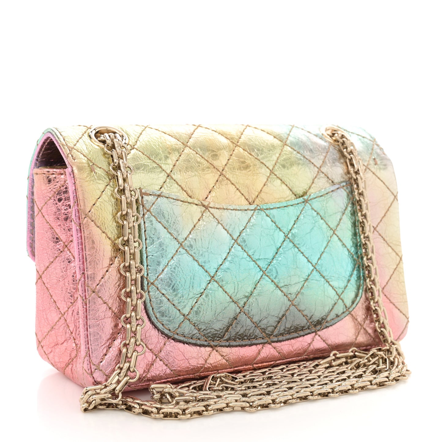 Metallic Goatskin Quilted Mini 2.55 Reissue Flap Multicolor