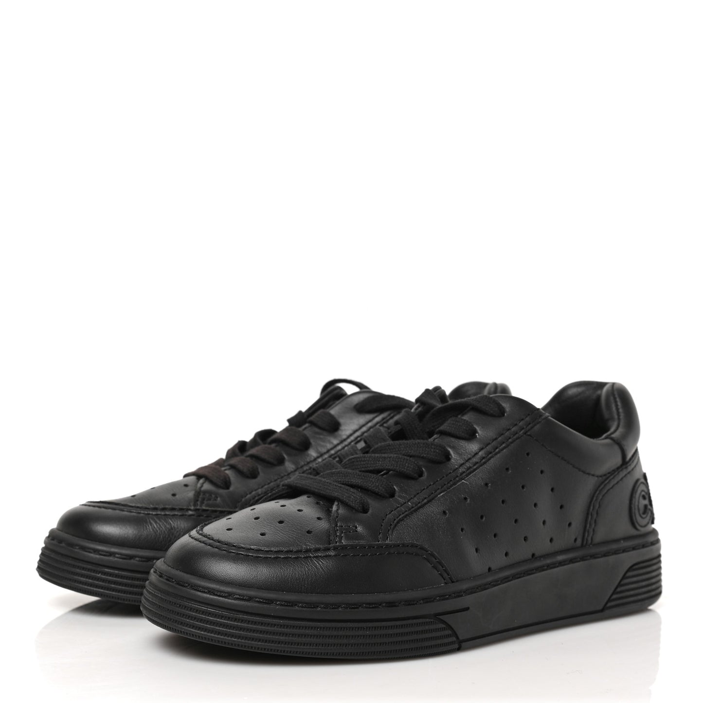 Calfskin Womens Logo Sneakers 36.5 Black