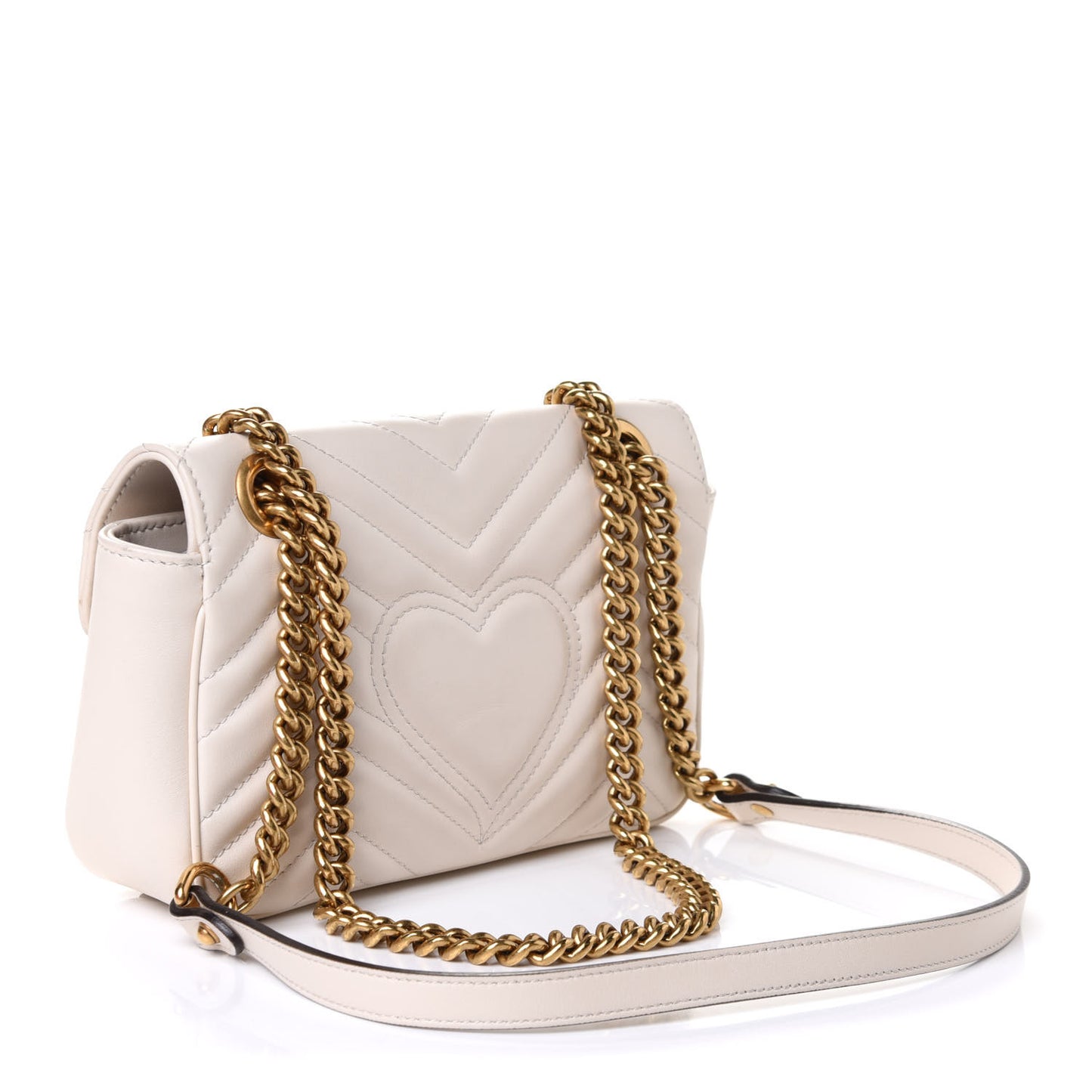 Calfskin Matelasse Mini GG Marmont Shoulder Bag White