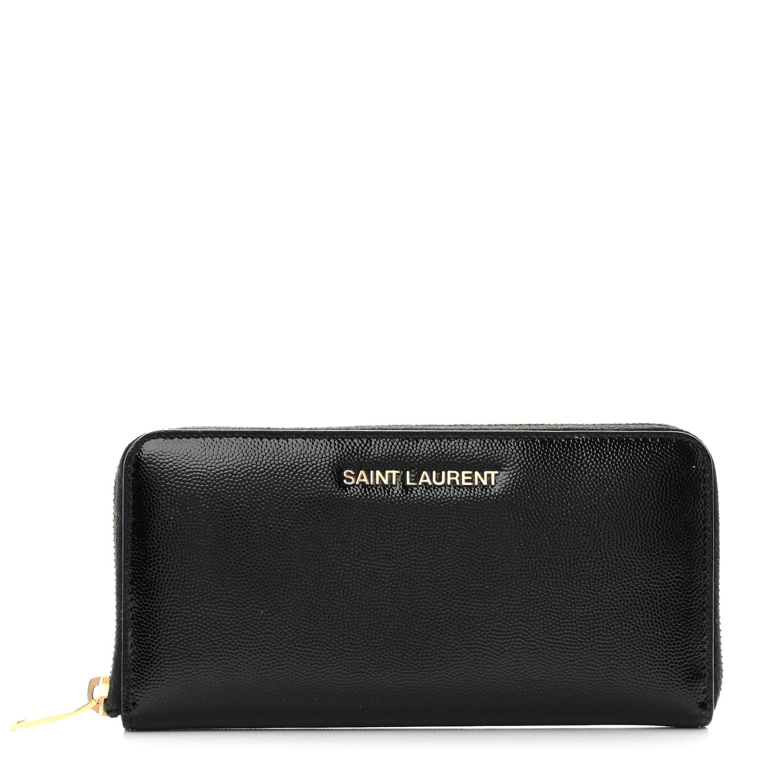 Saint Laurent Grain De Poudre Classic Letters Zip Around Wallet Black 1 of 10