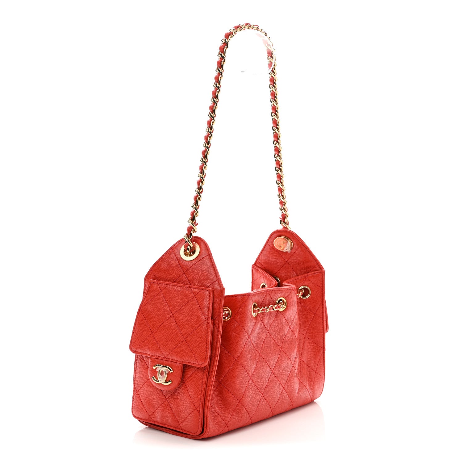 Chanel Caviar Quilted Mini Chanel 25 Handbag Red 3 of 11