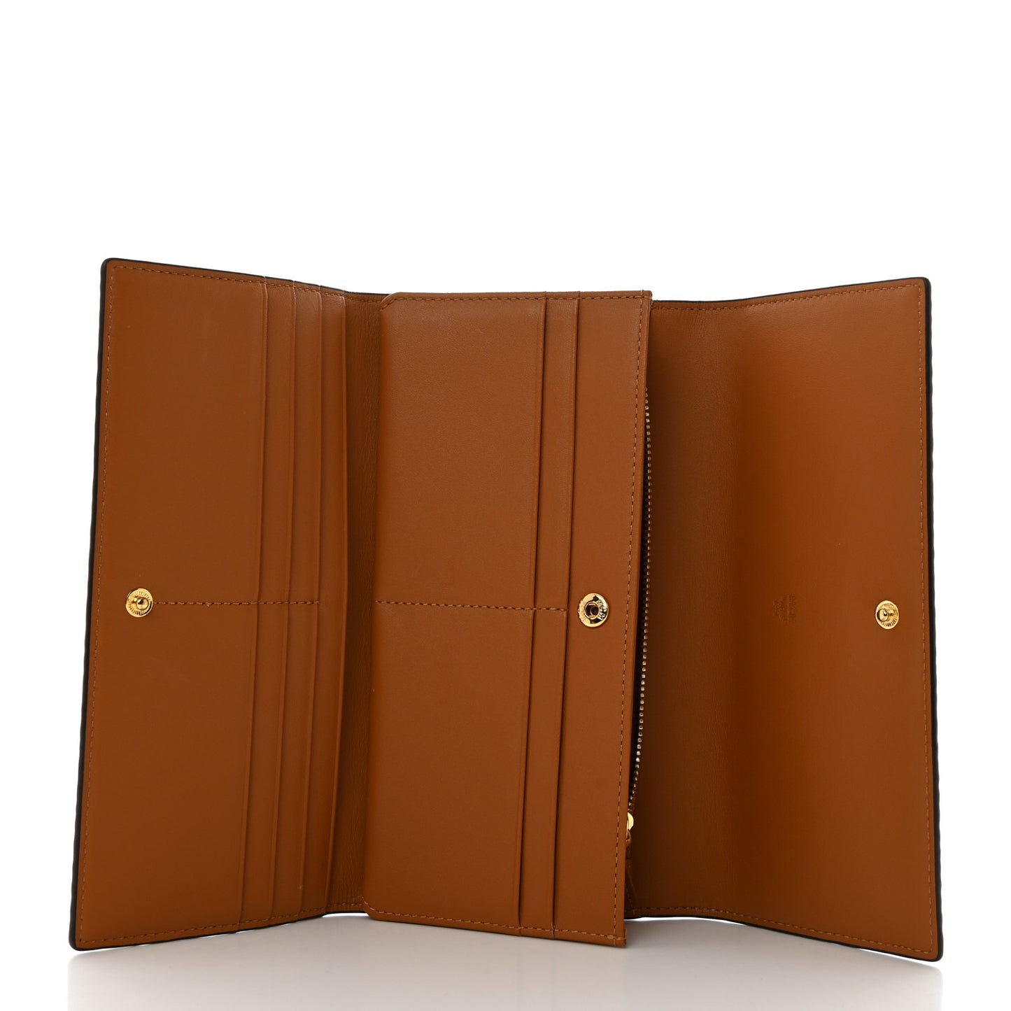 Visetos Large Trifold Flap Wallet Cognac