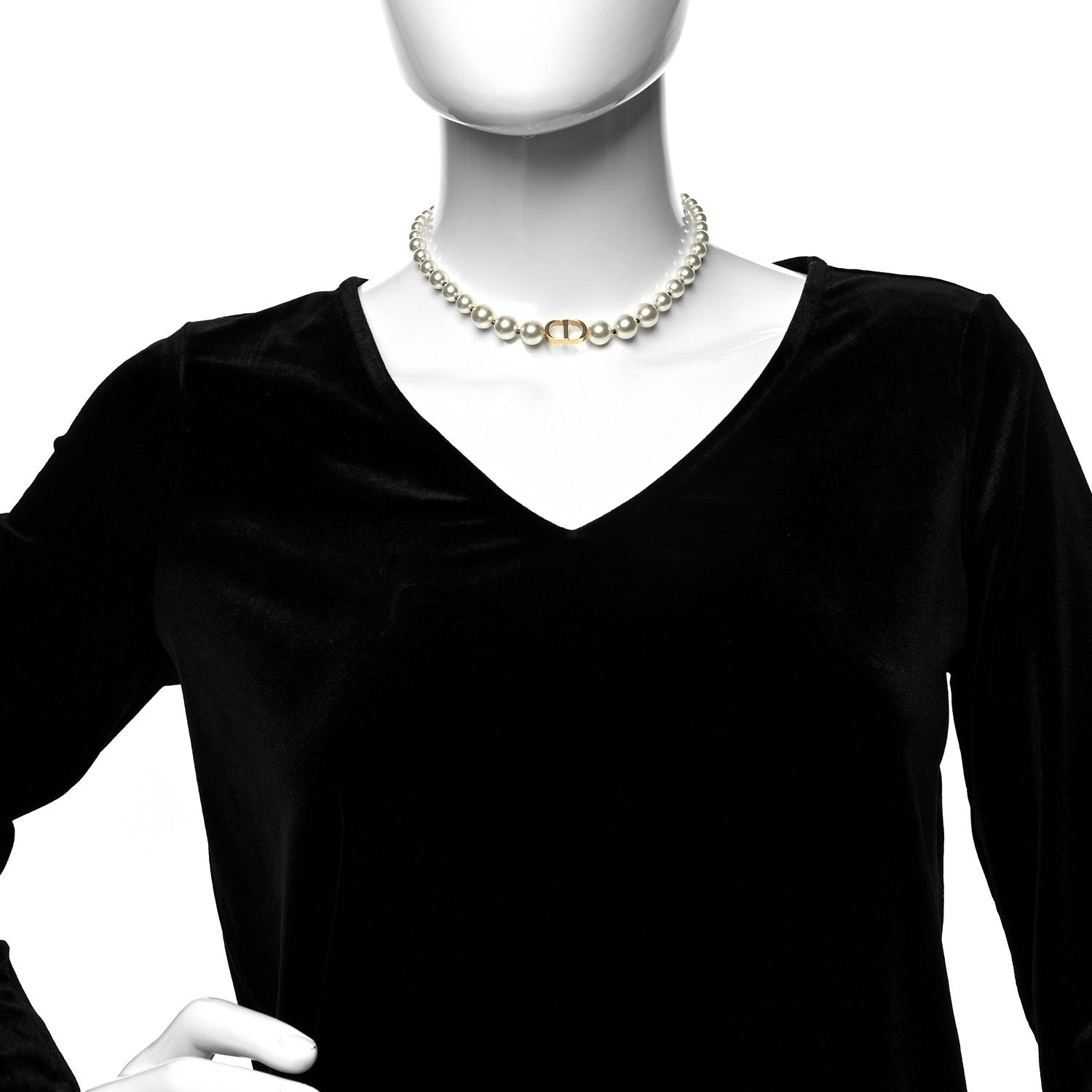 Christian Dior Pearl 30 Montaigne Choker Necklace Gold 2 of 5