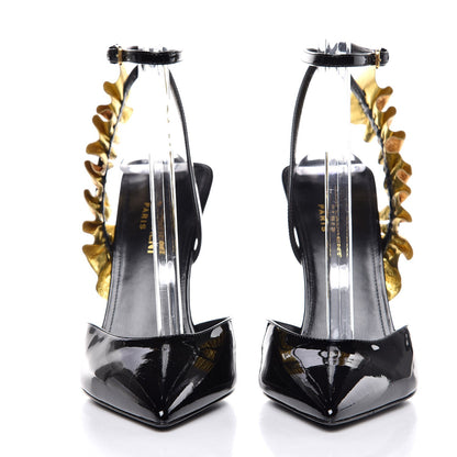 Saint Laurent Patent Snakeskin Edie 110 Pumps 37.5 Black 3 of 9
