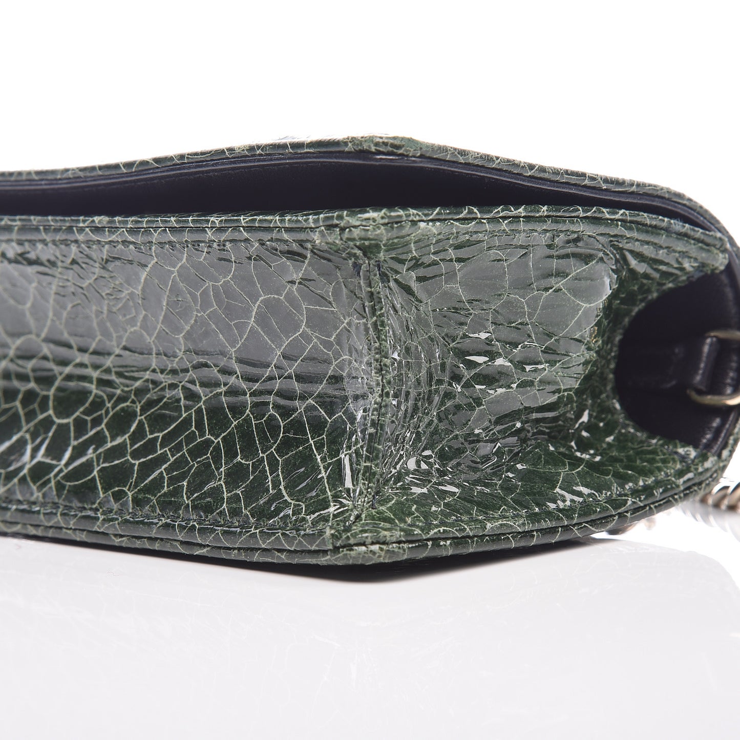 Ceramic Effect Deerskin Baby Diorama Flap Bag Green