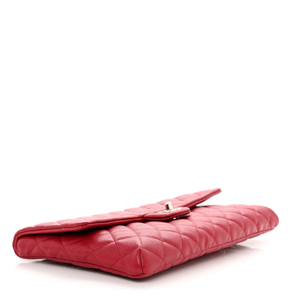 Chanel Caviar Quilted Flap Clutch Dark Pink 4 of 10