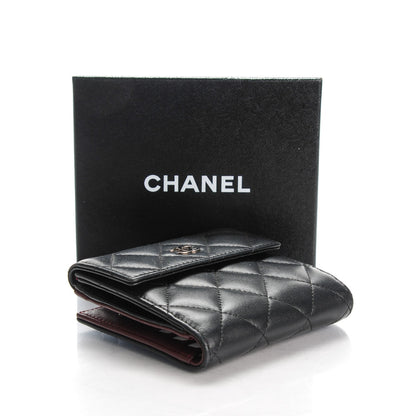 Chanel Lambskin Quilted Compact French Flap Wallet Black 4 of 9