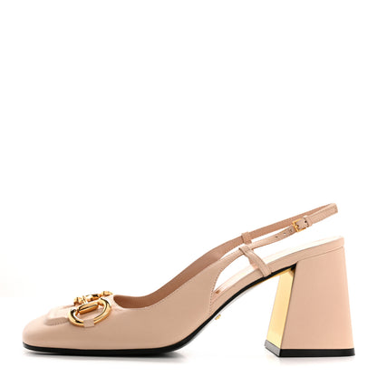 Gucci Malaga Kid Horsebit 75mm Slingback Pumps 40 Skin Rose 1 of 11