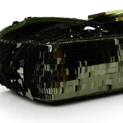 Fendi Sequin Paillettes Vitello Grace Sex and the City Baguette Avocado 8 of 9