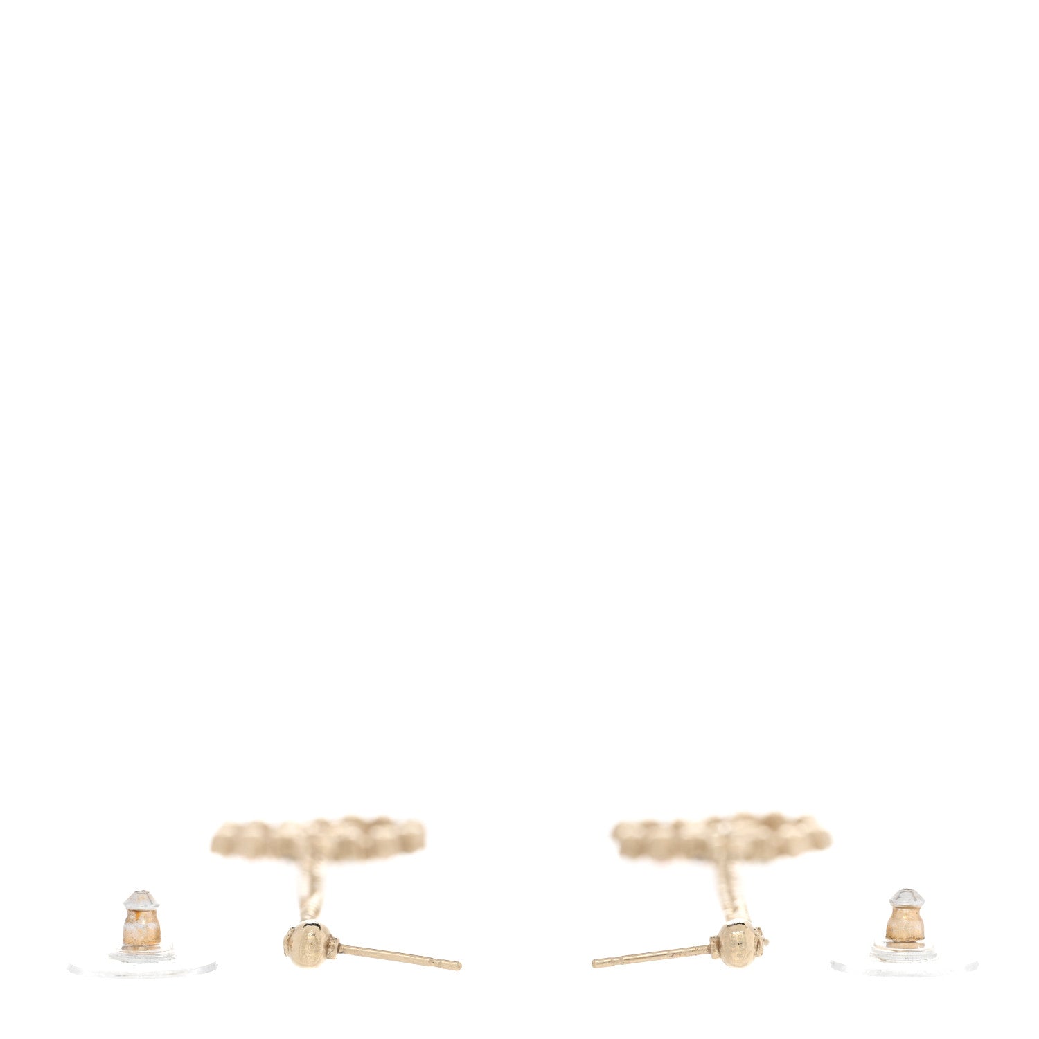 Chanel Crystal CC Drop Earrings Pink Grey Gold 3 of 5