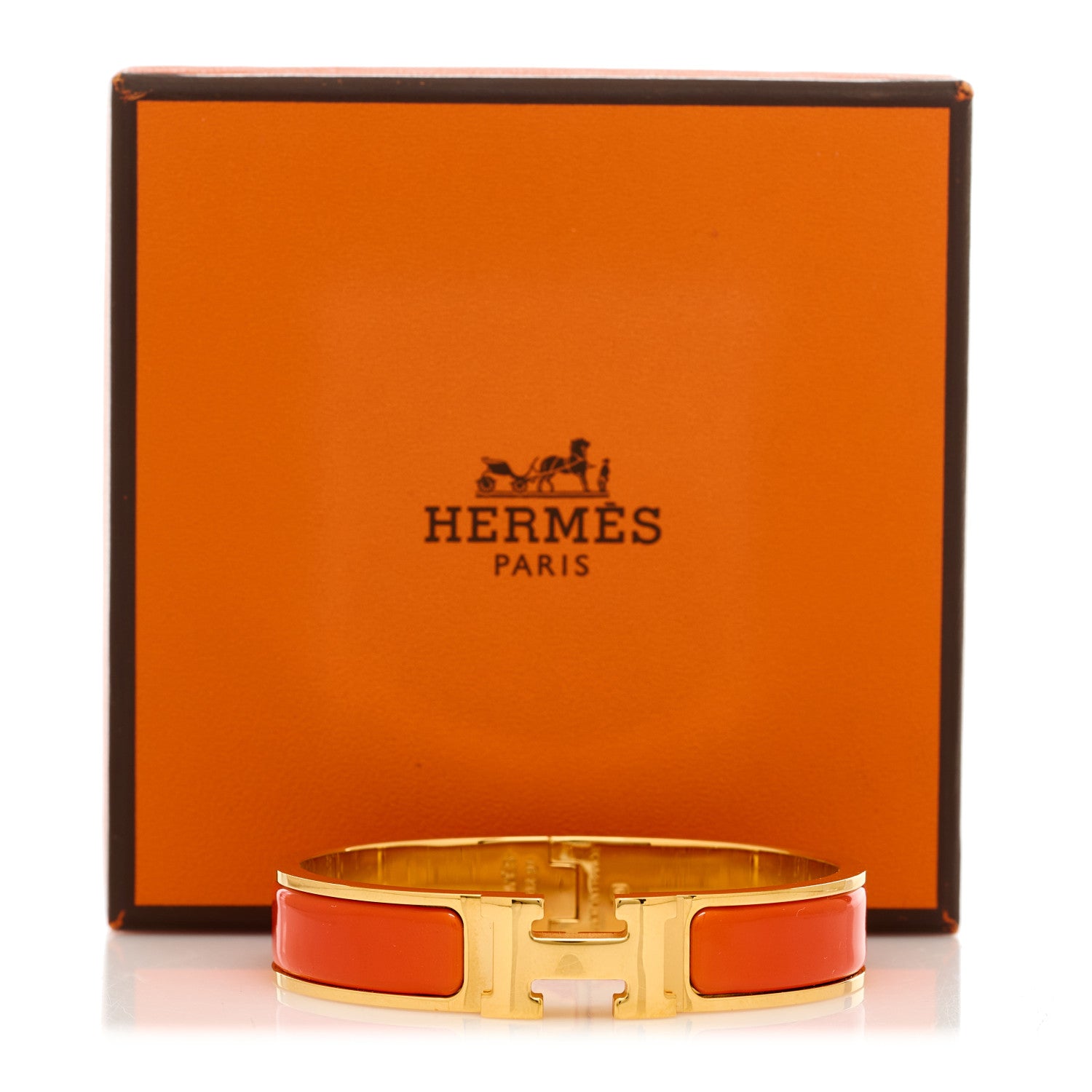 Hermes Enamel Narrow Clic Clac H Bracelet PM Orange 5 of 6
