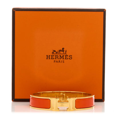 Hermes Enamel Narrow Clic Clac H Bracelet PM Orange 5 of 6